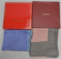 Two Cartier Silk Scarves in Original Boxes