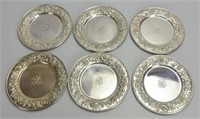 6 S. Kirk & Son Sterling Repousse Bread Plates