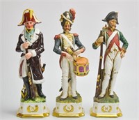 3 Capodimonte Style Napoleonic Porcelain Soldiers