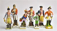 Seven Porcelain Military Figures