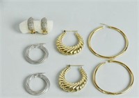 Four Prs. of 14K and 10K Gold Hoop Earrings