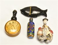 4 Items--Chinese Snuff Bottles & Box