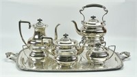 Lord Robert Sterling Tea Set w/ Tray, Water Kettle