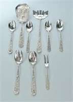 9 Pieces Stieff Repousse Sterling
