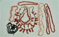 6 Coral Necklaces & Black Onyx Pendant
