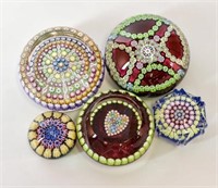 5 Perthshire Art Glass Paperweights