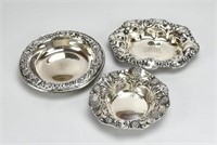 Three Sterling Repousse Bowls