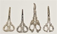 Four Pairs of Sterling Grape Shears