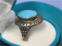 Sterling silver ladies ring with turquoise like st