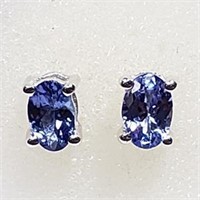 Sterling Silver Tanzanite  Earrings (~weight 2g),