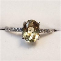 Sterling Silver Citrine Cubic Zirconia Ring (~Size