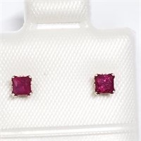 14K Yellow Gold Ruby(0.37cts) 3X3 Earrings, Made