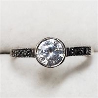 Sterling Silver Cubic Zirconia Marcasite  Ring