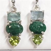 Sterling Silver Emerald Peridot  Earrings (~weight