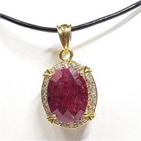 Gold-Plated Sterling Silver Enhanced Ruby(6cts)