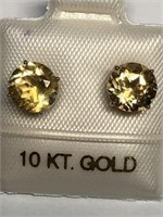 10KT Gold Citrine(2.20ct) Earrings, Made in