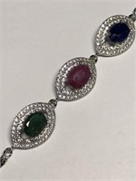 Sterling Silver Emerald Ruby & Sapphire(Approx
