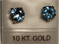 10KT Gold Blue Topaz(1.5ct) Earrings, Made in