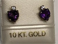 10KT Gold Amethyst(0.85ct) & White Sapphire