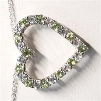 Sterling Silver Peridot Cubic Zirconia  Necklace,