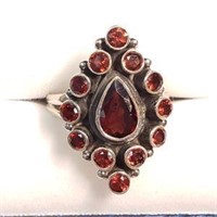 Sterling Silver Garnet  Ring (~Size 7), Suggested