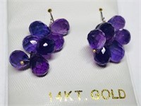 14KT Gold Amethyst(14ct) Earrings. Approx Retail