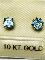 10KT Gold Blue Topaz(0.73ct) Earrings. Approx
