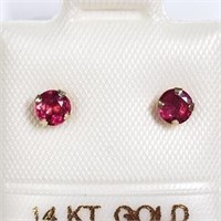14K Yellow Gold Ruby  Earrings, Made in Canada,