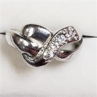 Sterling Silver Cubic Zirconia  Ring (~Size 8),