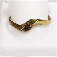 Gold-Plated Sterling Silver Emerald Ruby Sapphire