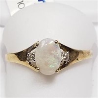 10K White Gold Opal(2cts)  Diamond  Ring (~Size