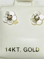 14KT Gold Diamond(0.10ct) 2 in 1 Earrings w/