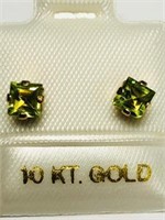 10KT Gold Peridot Earrings, Made in Canada.