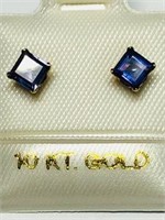 10KT Gold Iolite Earrings, Made in Canada. Approx