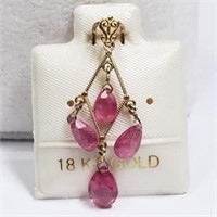 18K Yellow Gold Ruby(2.5cts) Pendant, Made in