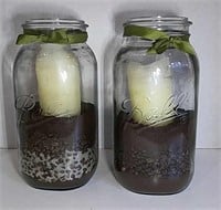Giant Ball Jars with Coffee & Pillar Candles