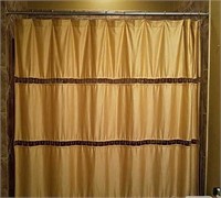 Beautiful Golden Colored Shower Curtain, Rings,Rod