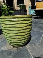 Green Glazed Stoneware Plant Pot