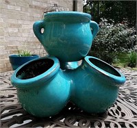 Four-in-One Teal Glazed Stoneware Pottery