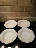 Four White Stoneware Sur la Table Bowls