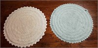 Teal and Cream Colored Round Rugs