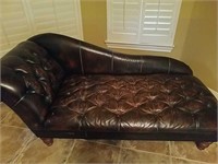 Exceptional Tufted Leather Chaise Lounge