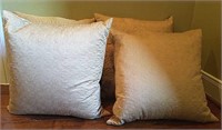 Four Golden Colored, Quilted Style Throw Pillows