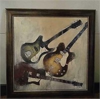 Framed "Guitars I" Signed by Joseph Cates