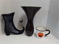 Large Vase and Halloween Decorations