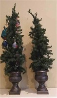 Two Faux 48" H Christmas Trees, Lighted