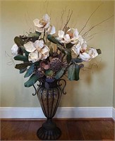Huge Faux Floral Arrangement in Metal and Glass