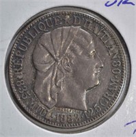 1883 SILVER 50 CENTS HAITI  CH.BU