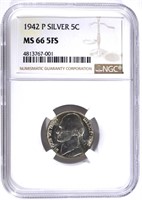 1942-P SILVER JEFFERSON NICKEL NGC MS-66 FS