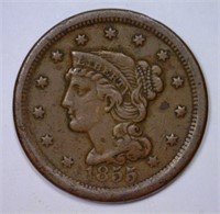 1855 Braided Hair Large Cent Very Fine VF